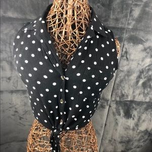Jolt Sleeveless Polka Dot Tied Crop Top Size M